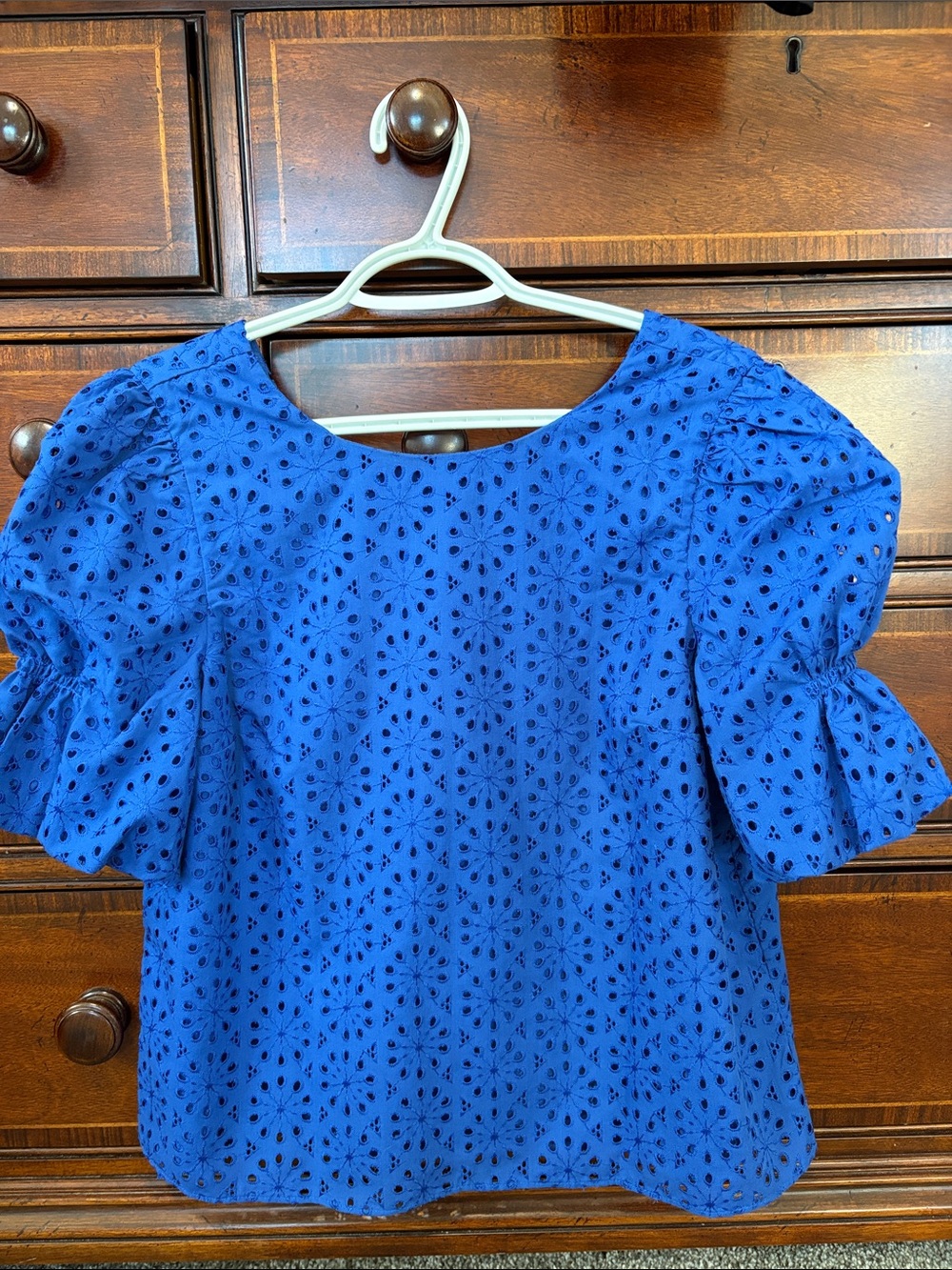 Lilly Pulitzer Royal Blue Eyelet Puff-Sleeve Dress